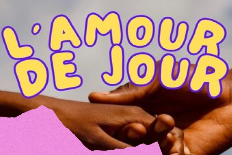 Two hands are clasped, and above them are the words Amour de jour.
