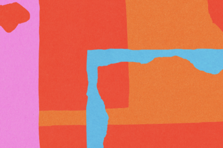 Des formes de couleurs qui représentent des continents se mélangent et le titre Feria FTA est inscrit.